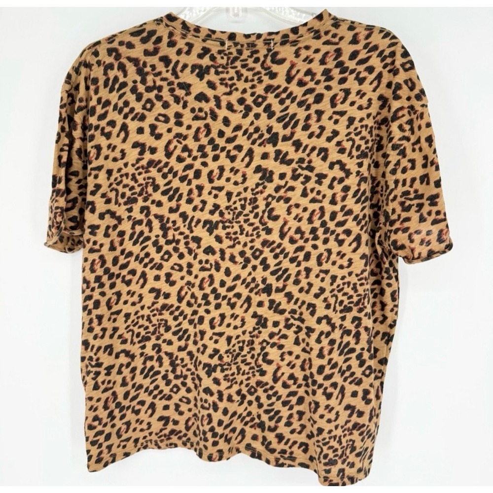 FREE PEOPLE We The Free Clarity Oversized Crew Neck T-Shirt Cheetah Combo Sz XS - Picture 7 of 9